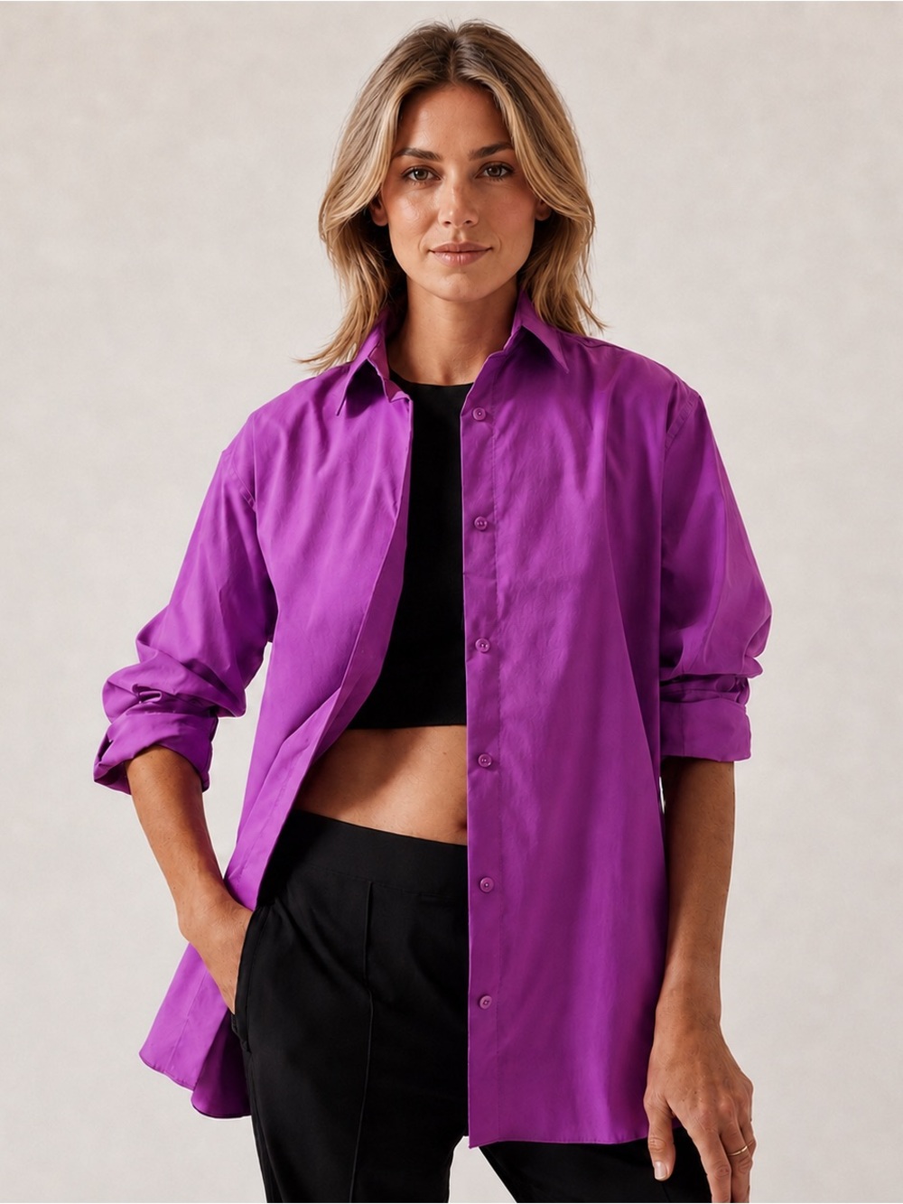 Athleta Oversized Poplin Top Jazzy Purple Size L